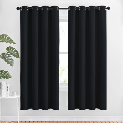 Blackout Curtain Panels 72 inches - Light Reducing Thermal Insulated Solid Gr...-image