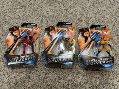 Lot of 3 X-Men Origins 2009 toys DEADPOOL, 2 different WOLVERINE NEW! Hasbro-image