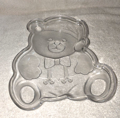 Studio Nova Large Clear Glass Holiday Teddy Bear Shaped Serving Platter  12.5