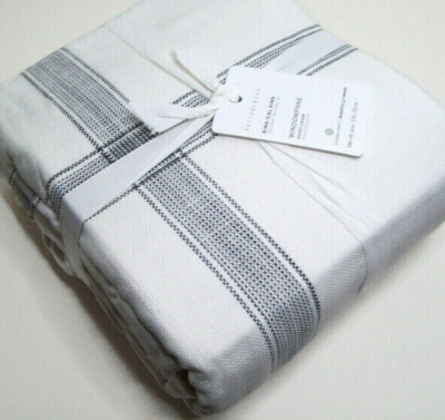 Pottery Barn Charcoal Gray Window Pane Cotton King Cal King Duvet Cover New-image