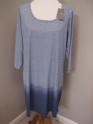 NWT! J JILL True Navy Ombre Dip Dyed Medallion Ballet Sleeve Tunic Sz LT Tall-image