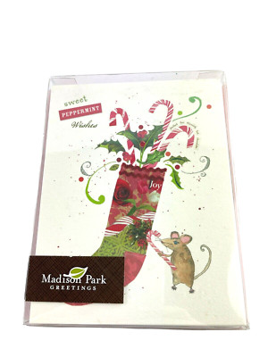 Madison Park Christmas Cards Stocking Candy Canes Sweet Peppermint Wishes-image