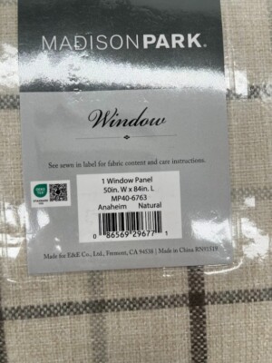 Madison Park Salford Natural 50 in. W x 84 in. L Plaid (2 panels)-image