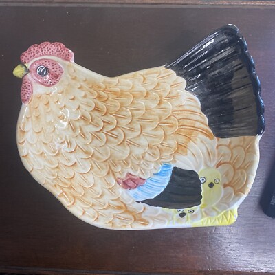 Chicken Shaped Serving Bowl Handpainted-image