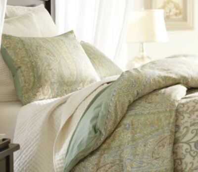 Pottery Barn Colette Paisley King Duvet Cover Bedspread Vintage HTF-image