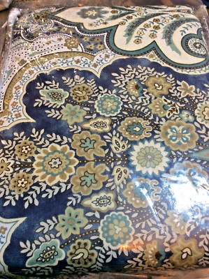 Pottery Barn Jordana Paisley Floral King Duvet Cover NWOT Blue 100% Cotton-image