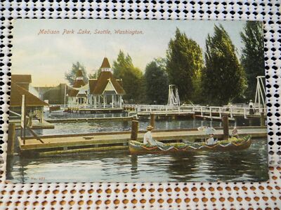 PRE 20 MADISON PARK LAKE SEATTLE WASHINGTON POSTCARD FREE SHIPPING-image