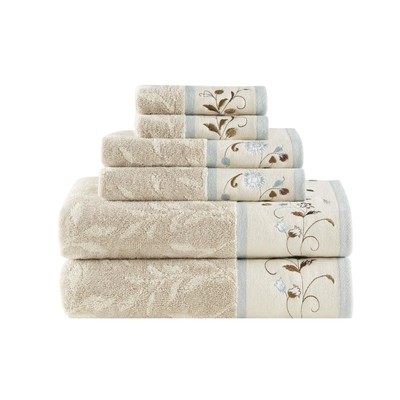 Serene 100% Cotton Bath Towel Set Luxurious Floral Decorative Towels for Bath...-image