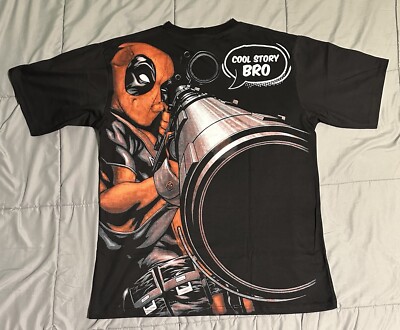 DeadPool AOP Modern Boot Double Sided Tshirt Mens Sz L All Over Print Marvel!!-image