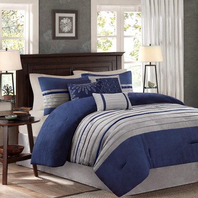 Madison Park Cozy Comforter Set-Luxury California King (104 in x 92 in), Blue -image