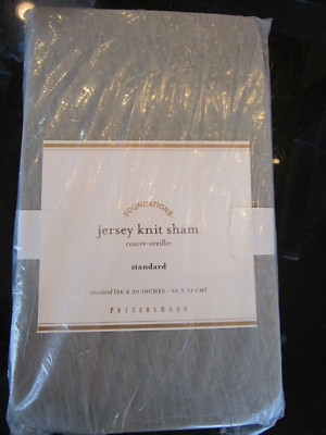 1  Pottery Barn Jersey knit standard sham flagstone gray grey New with tag-image