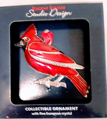 Regent Square Studio Design Christmas Ornament: CARDINAL Red Glossy w Crystals-image