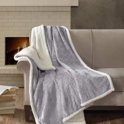 Madison Park Oversized Plush Throw Color Gray NIP-image