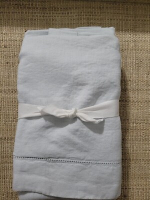 Pottery Barn Belgian Flax Linen Pillow Shams Euro Set of 2 Blue Frost -image