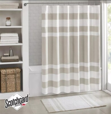 Madison Park Spa Waffle Taupe 72x72 Shower Curtain 3M Scotchgard Repellent-image