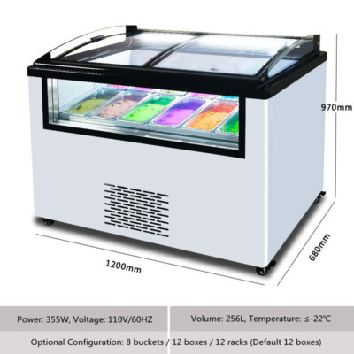 Commercial Gelato Dipping Cabinet, Clear Display Case with Large 12Pans Capacity-image