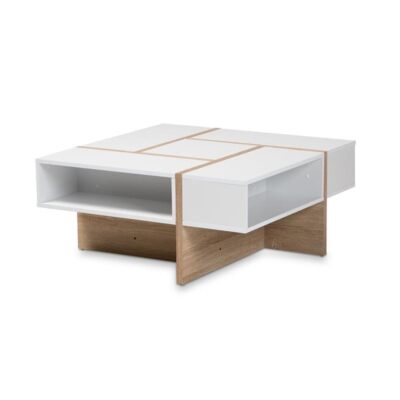 Baxton Studio Rasa Modern and Contemporary Two-Tone White and Oak Finished-image