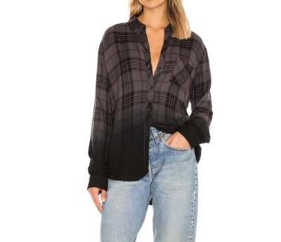NWT Rails Hunter shirt CHARCOAL JET DIP DYE Top  long sleeves Rayon -image