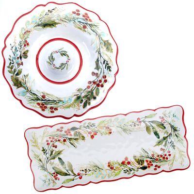 Certified International Christmas Gatherings Melamine 2 Pc Appetizer/Serving-image