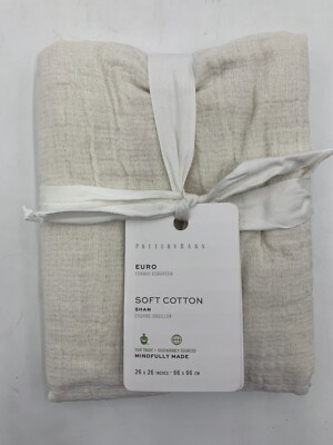 Pottery Barn Soft Cotton Sham Euro Flax #H254-image