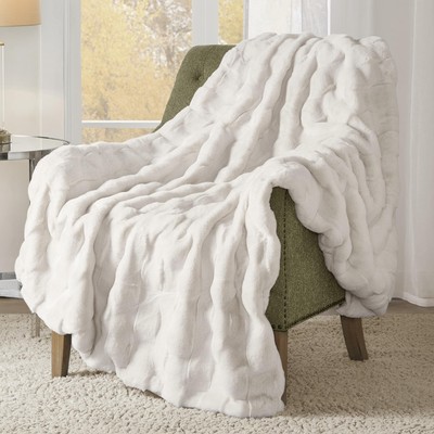 Soft Long Faux Fur Throw Basketweave Blanket Reversible Soft Snuggly Velvet Thr-image