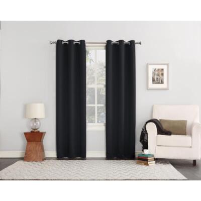 Sun Zero Norwich Black Blackout Curtains 80 in. W X 84 in. L-image