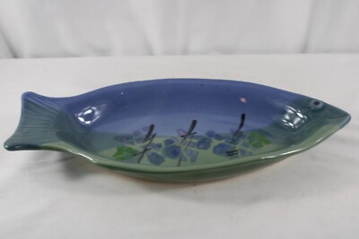 Studio Pottery Fish Shaped Platter Signed Follette-image