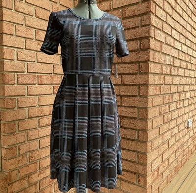 NEW LulaRoe Amelia swing dress • pockets• Dip• plaid• HTF• Rare• Unicorn-image