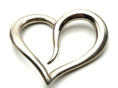 925 Sterling Silver AC Studio Floating Open Heart Shiny Ladies  Pendant STAMPED-image