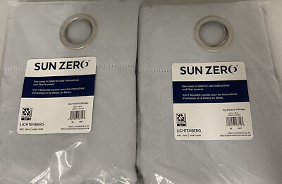 ⚡️Sun Zero Riley White Kids' Bedroom Blackout Grommet Top Curtain Panel👉2 Lot👈-image