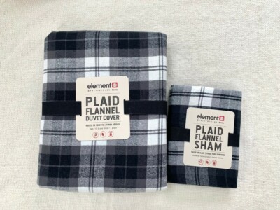 Pottery barn teen Element Plaid Organic Flannel Duvet Cover & Sham 2pc Twin-image