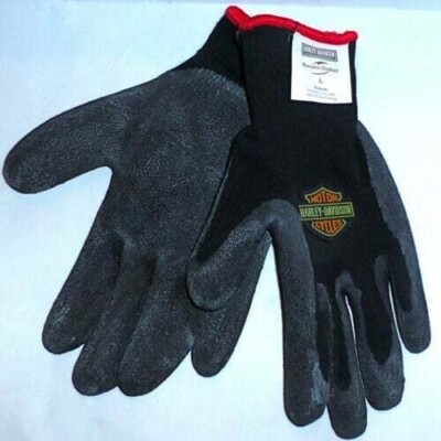 Harley Davidson Rubber Dipped Knit Gloves Super Grip Size L-image
