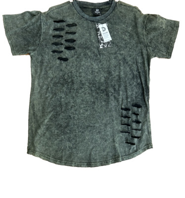 Mens Dash Premium Quality Dip Dye Random Razor Ripping Shirt Acid Olive Size XL-image