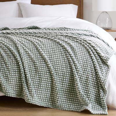 Cozy Blanket Soft Plush Blanket Chic Backprinted Carved Texture Design, Trend...-image