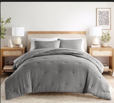Ienjoy Home Gray Waffle Textured 2-Piece Comforter Set Size Twin/Twin XL-image