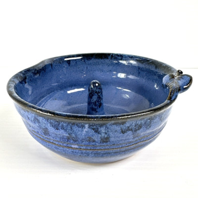 Studio Pottery Blue Apple Shaped Apple Baker Dish Signed-image