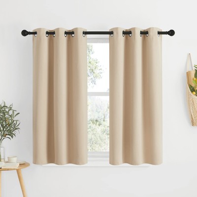 Room Darkening Curtain Panels for Cafe, Thermal Insulated Grommet Room Darken...-image