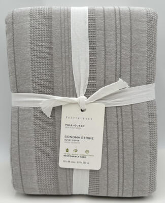 Pottery Barn Sonoma Textured Striped FULL / QUEEN Duvet Cover ~ Gray-image