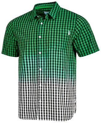 NEW Pocket Shirt LRG Men T Short Green Jamrock Summer Dip Dyed Check Size L $59-image
