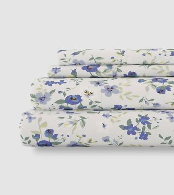 Ienjoy Home Blue Blossoms 4-Piece Bed Sheet Set, Queen Size-image