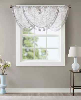 Madison Park Irina Diamond Embroidered Waterfall Sheer 38