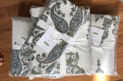Pottery Barn Susanna Paisley Duvet Cover Set Blue Green Queen 2 Standard Shams🦩-image
