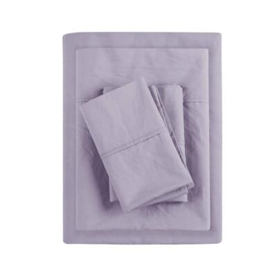 Madison Park Sheet SetQueen 200-Thread Count Cotton Solid Color Purple 4-Piece-image