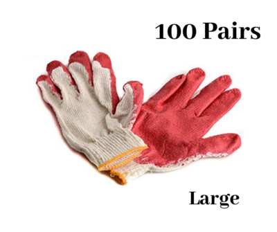 100 Pack - Large Latex Dipped Nitrile Coated Work Gloves | Disposable Heavy Duty-image