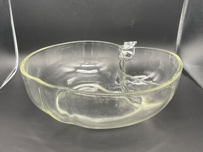 Mid century, large, clear , apple shaped bowl separate space for dip-image