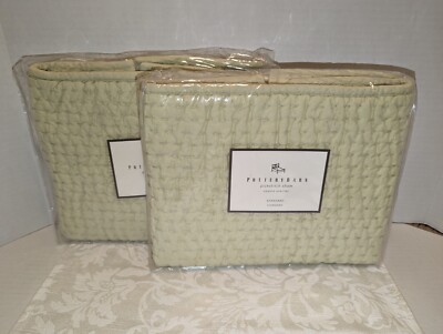 Pottery Barn Pickstitch Standard Shams Set Of 2 Mint Green -image
