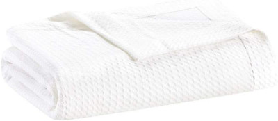 Madison Park Egyptian Cotton Luxury Blanket White 90x90 Full/Queen Size Knit Pre-image