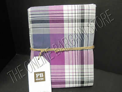 Pottery Barn Teen Prescott Plaid Bed Dorm College Duvet Cover Twin Navy Purple-image