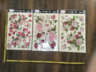 3 New LARGE Dress My Craft Transfer Me ROSES Transfers Floral Dip In Water LOT 2-image