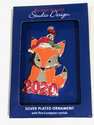 NIB REGENT SQUARE STUDIO DESIGN SANTA FOX “2020” CHRISTMAS ORNAMENT-image